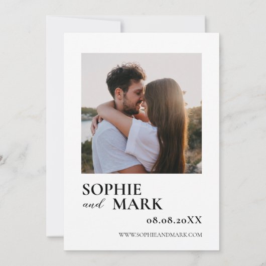 Boho Pampas Grass Minimalist With Photo 招待状 (裏面)