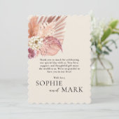 Boho Pampas Grass Minimalist With Photo Wedding サンキューカード (スタンド正面)