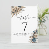 Boho Pampas Grass Modern Simple Chic Table Numbers 招待状 (スタンド正面)