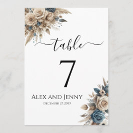 Boho Pampas Grass Modern Simple Chic Table Numbers 招待状