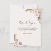 Boho Pampas Grass Orchid写真葬儀記念 サンキューカード (裏面)