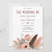 Boho Pampas Grass Photo Shoot 結婚's 招待状 (正面)