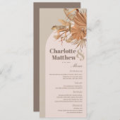 Boho Pampas Grass Pink Brownのメ結婚ニュー・カード メニュー (正面/裏面)