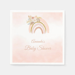Boho Pampas Grass pink Rainbow girl Baby Shower スタンダードカクテルナプキン