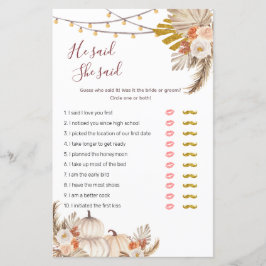 Boho Pampas Grass Pumpkin彼はゲームと言った