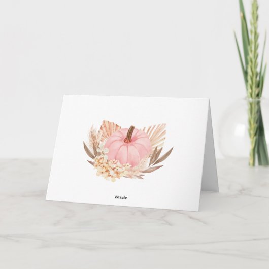 Boho Pampas Grass Pumpkin thank you card サンキューカード (裏面)
