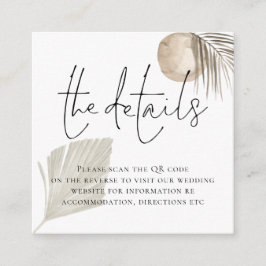Boho Pampas Grass QRコード結婚の詳細 エンクロージャーカード