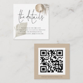 Boho Pampas Grass QRコード結婚の詳細 エンクロージャーカード