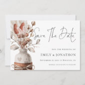 Boho Pampas Grass QRコード結婚ズ セーブザデート (正面)