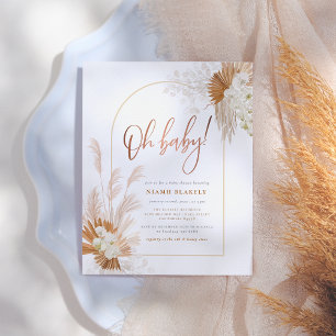 Boho Pampas Grass Rose Arch Girl Baby Shower ポストカード