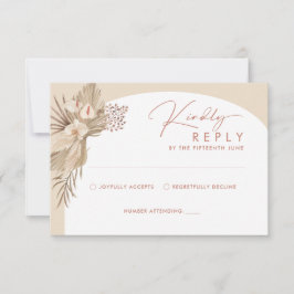Boho Pampas Grass RSVP返信カード 出欠カード