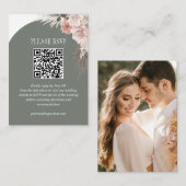 Boho Pampas Grass Sageさんの結婚サイトQRコード エンクロージャーカード (正面/裏面)