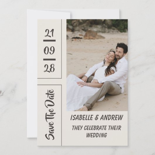 Boho Pampas Grass Save the Date Card セーブザデート (正面)