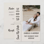 Boho Pampas Grass Save the Date Card セーブザデート (正面/裏面)