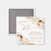 Boho Pampas Grass Save the Date Magnet マグネット (正面/裏面)