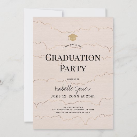 Boho Pampas Grass Terracottaアーチ写真卒業 招待状 (裏面)