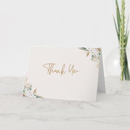 Boho Pampas Grass Thank You Card | Neutral Beige サンキューカード