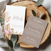 Boho Pampas Grass Wedding Details Card 招待状