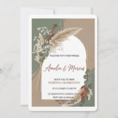 Boho Pampas Grass Wedding Invitation  招待状 (正面)