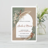 Boho Pampas Grass Wedding Invitation  招待状 (スタンド正面)