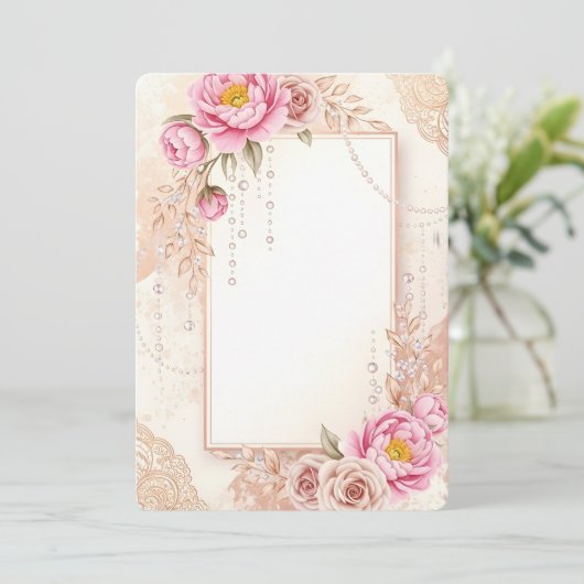 Boho Pampas Grass Wedding Invitation 招待状 (スタンド正面)