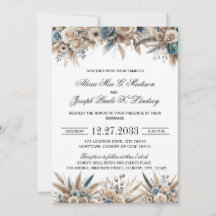 Boho Pampas Grass Wedding Invitation