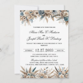 Boho Pampas Grass Wedding Invitation 招待状