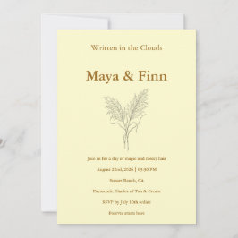 Boho Pampas Grass Wedding Invitation Minimalist 招待状