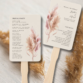 Boho Pampas Grass Wedding Program Hand Fan ハンドファン