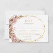 Boho Pampas Grass Wedding RSVPカードと食事 出欠カード (正面)