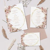 Boho Pampas Grass Wedding RSVPカードと食事 出欠カード