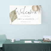 Boho Pampas Grass Welcome結婚's Names Date 横断幕 (トレードショー)