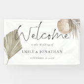 Boho Pampas Grass Welcome結婚's Names Date 横断幕 (横)