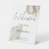 Boho Pampas Grass Welcome Script 結婚's 台座サイン (正面)