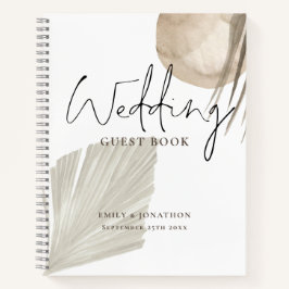Boho Pampas Grasses名Date結婚's Guest Book ノートブック