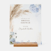 Boho Pampas Icy Blue Bridal Shower アクリルサイン (正面)