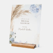 Boho Pampas Icy Blue Bridal Shower アクリルサイン (傾斜)