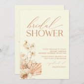 Boho Pampas Modern Bridal Shower floral Invitation 招待状 (正面/裏面)