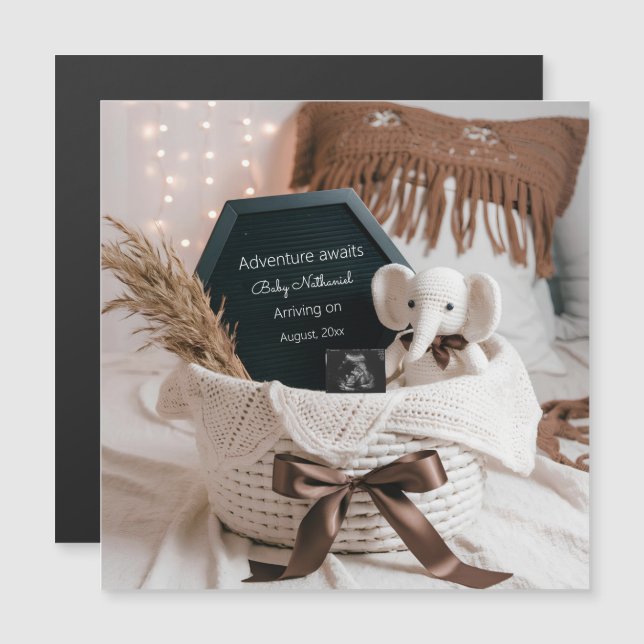 Boho pampas neutral pregnancy announcement  (正面/裏面)