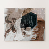 Boho pampas neutral pregnancy announcement  ジグソーパズル (横)