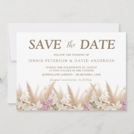 Boho Pampas & Orchid Save the Date Card Wedding セーブザデート