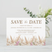 Boho Pampas & Orchid Save the Date Card Wedding セーブザデート (スタンド正面)