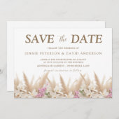 Boho Pampas & Orchid Save the Date Card Wedding セーブザデート (正面/裏面)