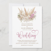Boho Pampas & Orchid Wedding Invitation Foil (正面)