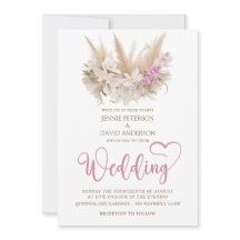 Boho Pampas & Orchid Wedding Invitation Foil