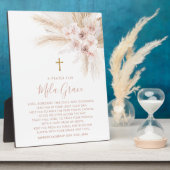 Boho Pampas Pink Girl Floral Baptism Prayer Sign   フォトプラーク (側面)