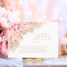 Boho Pampas Pink Neutralが本の赤ちゃんシャワーを持参