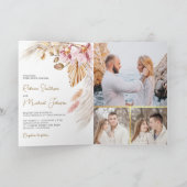 Boho Pampas Pink Orchid Floral QR Code Wedding 招待状 (内部)