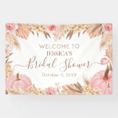 Boho Pampas Pink Pumpkin bridal shower Welcome  横断幕 (横)