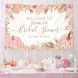 Boho Pampas Pink Pumpkin bridal shower Welcome  横断幕